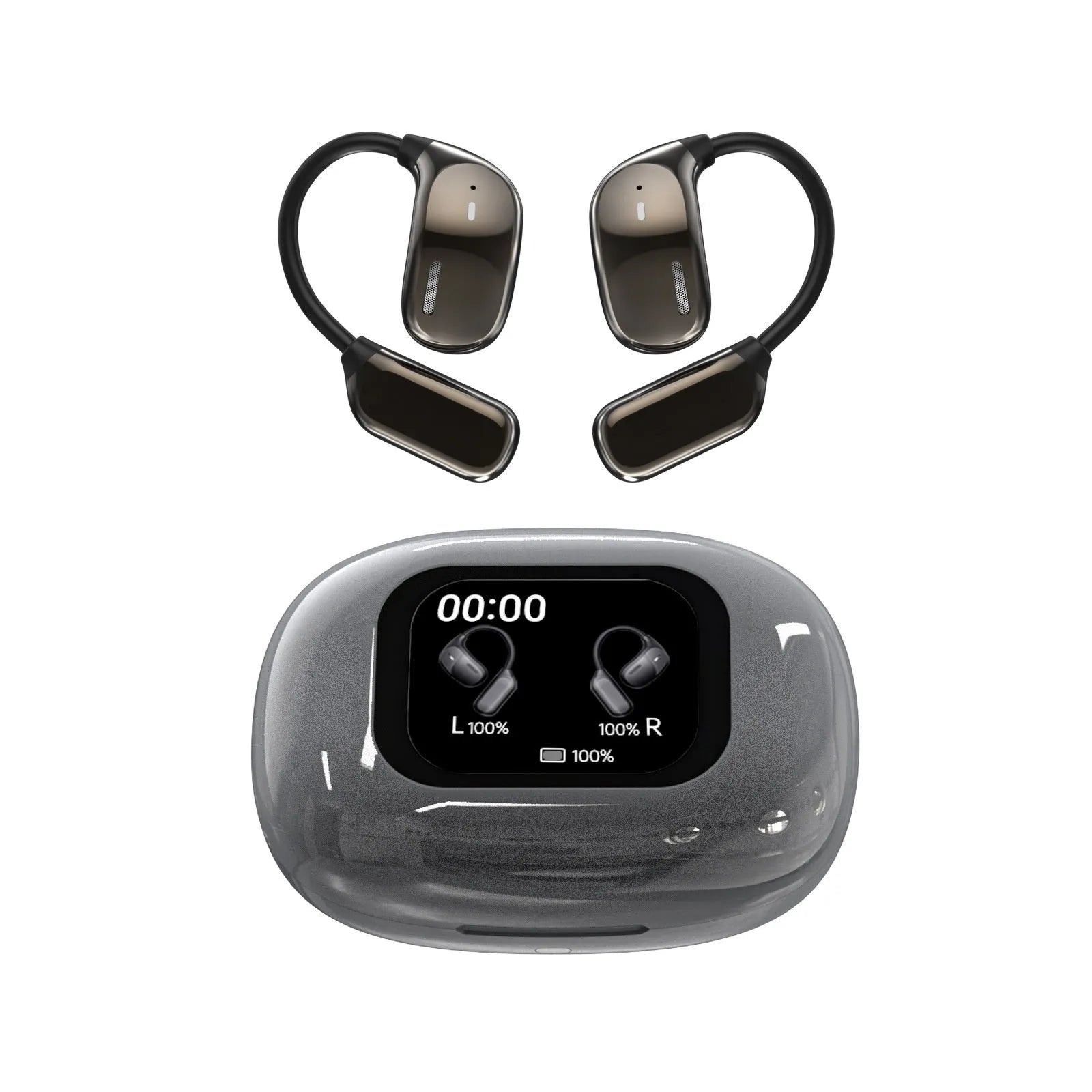 Smart full-color touch screen sports headset with ear hook design in Dark Gray