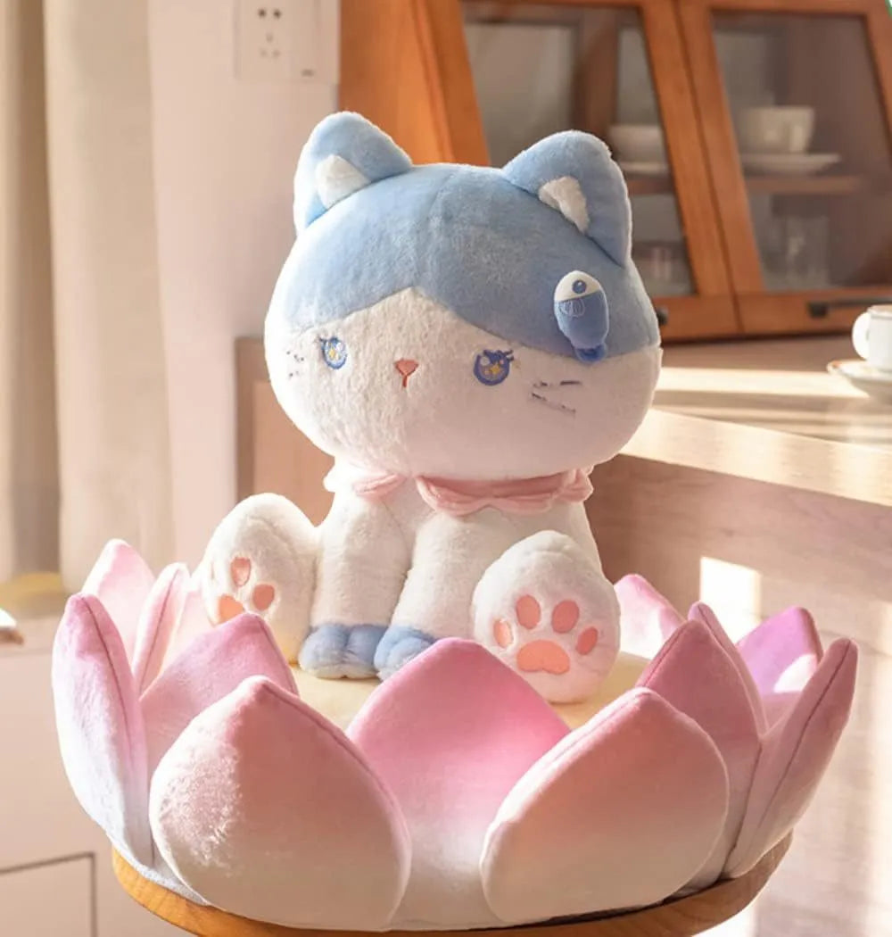 Lotus-shaped cat mattress with non-slip base, crystal super soft fabric and sponge, available in 20cm to 82cm sizes