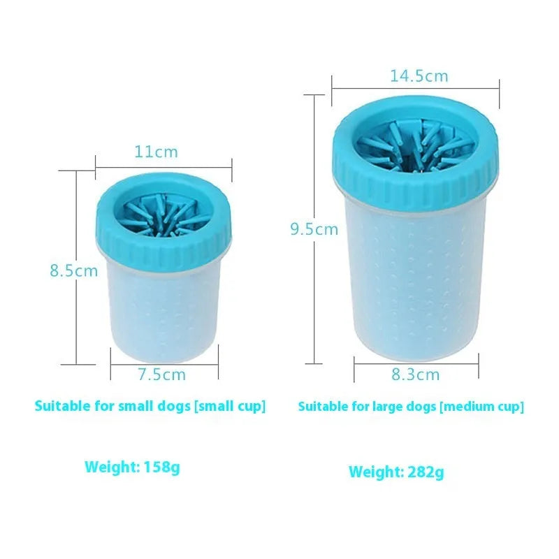 Blue silicone dog paw washing bucket with non-slip base for portable pet foot cleaning