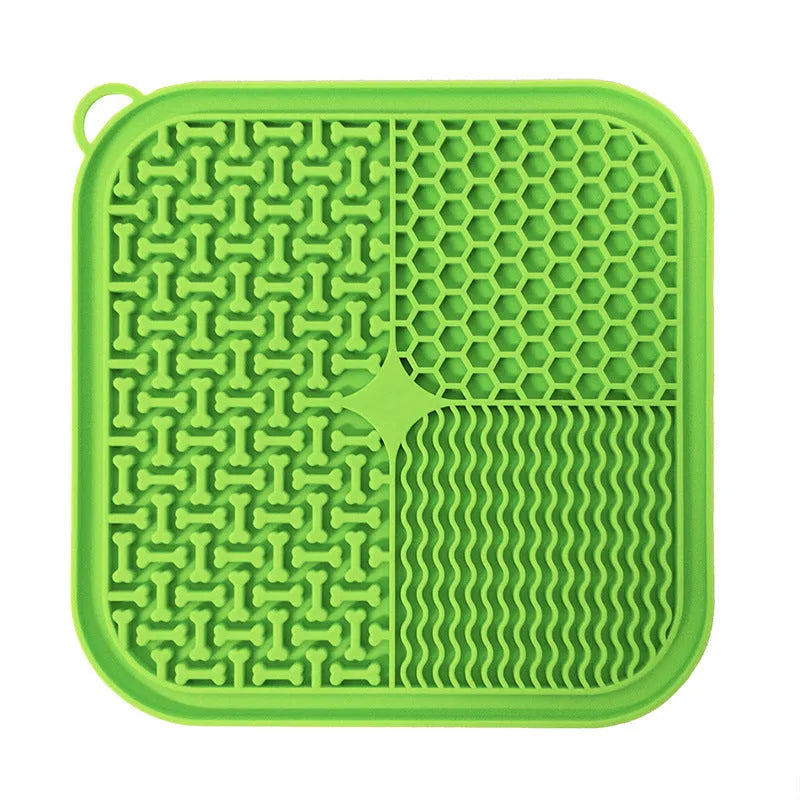 Fengrong silicone slow food mat for dogs in sky blue with scraper, non-slip pet feeding bowl