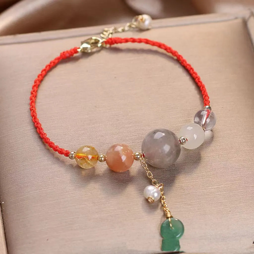 Hand-woven crystal peace buckle bracelet with sequins in three colour options