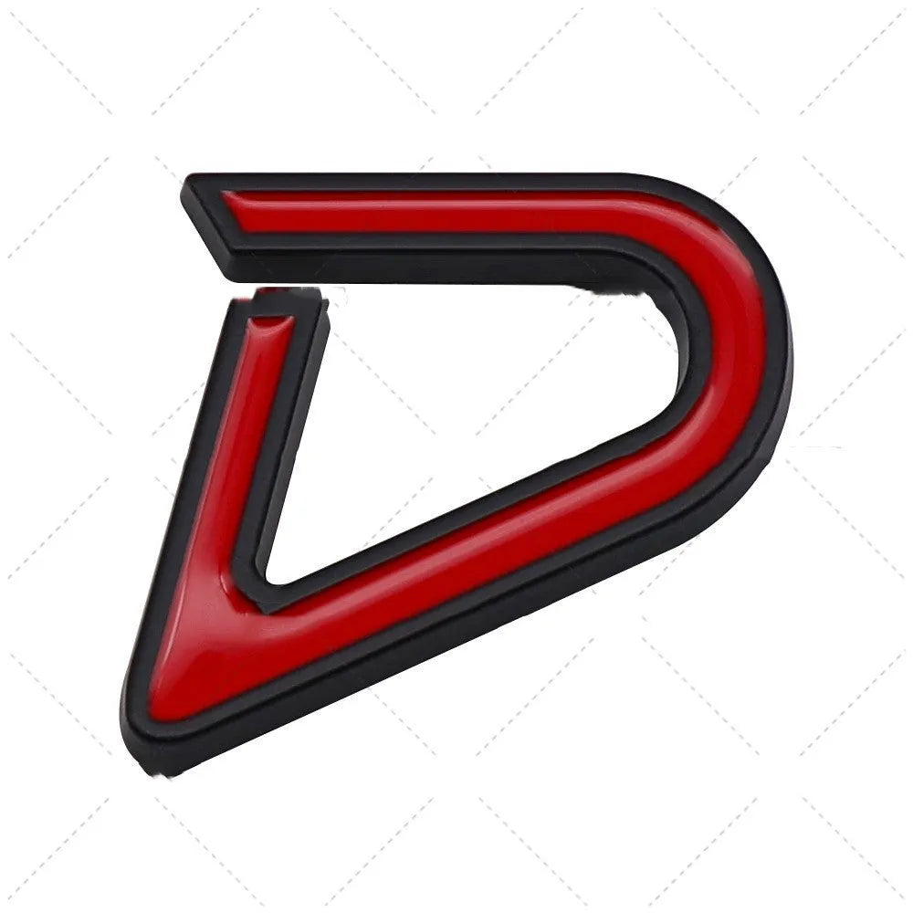 Metal decorative car stickers SD and D patterns red silver black colours bumper modification