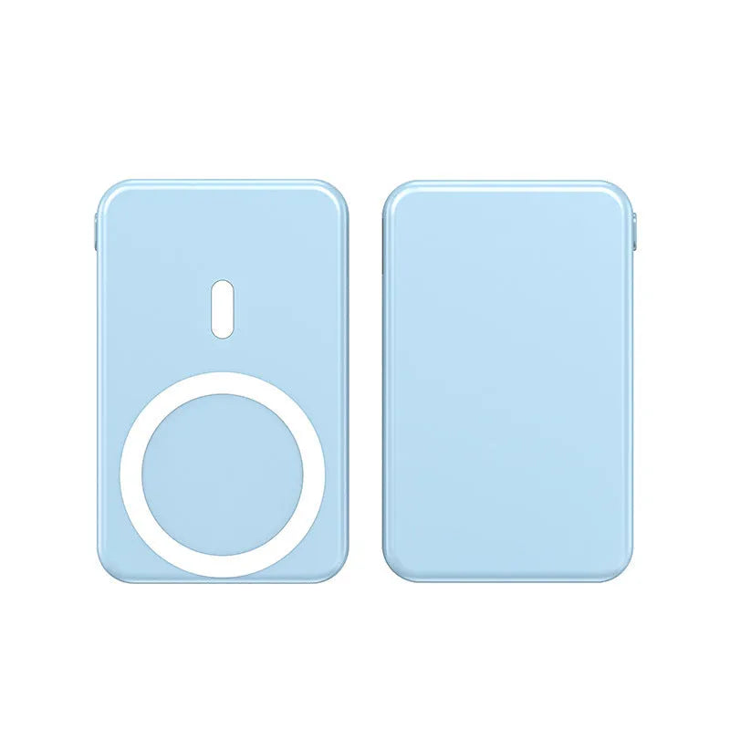 Ultra-thin magnetic wireless power bank for iPhone in black, white and blue colours