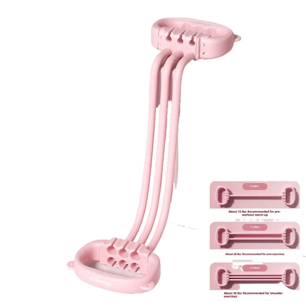 8-shaped puller resistance band for women with cat ear non-slip handle and back opener function, available in pink and purple.