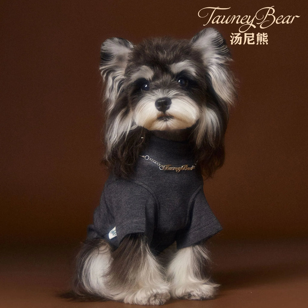 Teddy Schnauzer Bear style solid colour bottom shirt two leg necklace inner coat for dogs in white black and gray