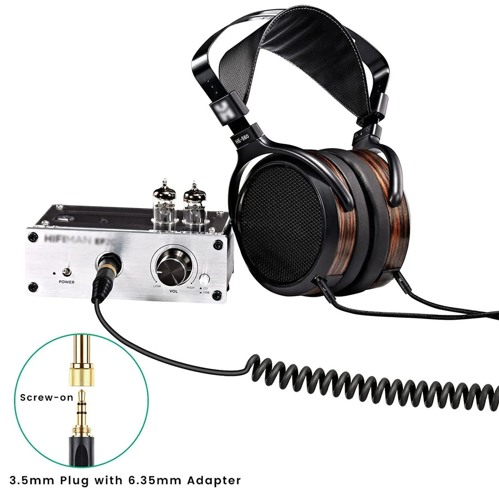 Black headset cable with dual 25mm plugs for HE400i He560 headphones, 1.8m length