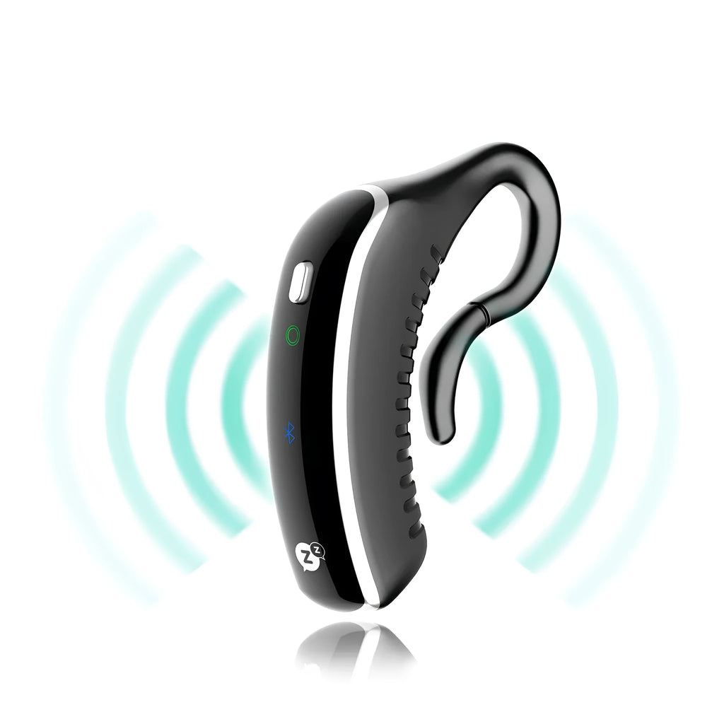 Black smart earset anti-snoring device with bone conduction and adaptive vibration