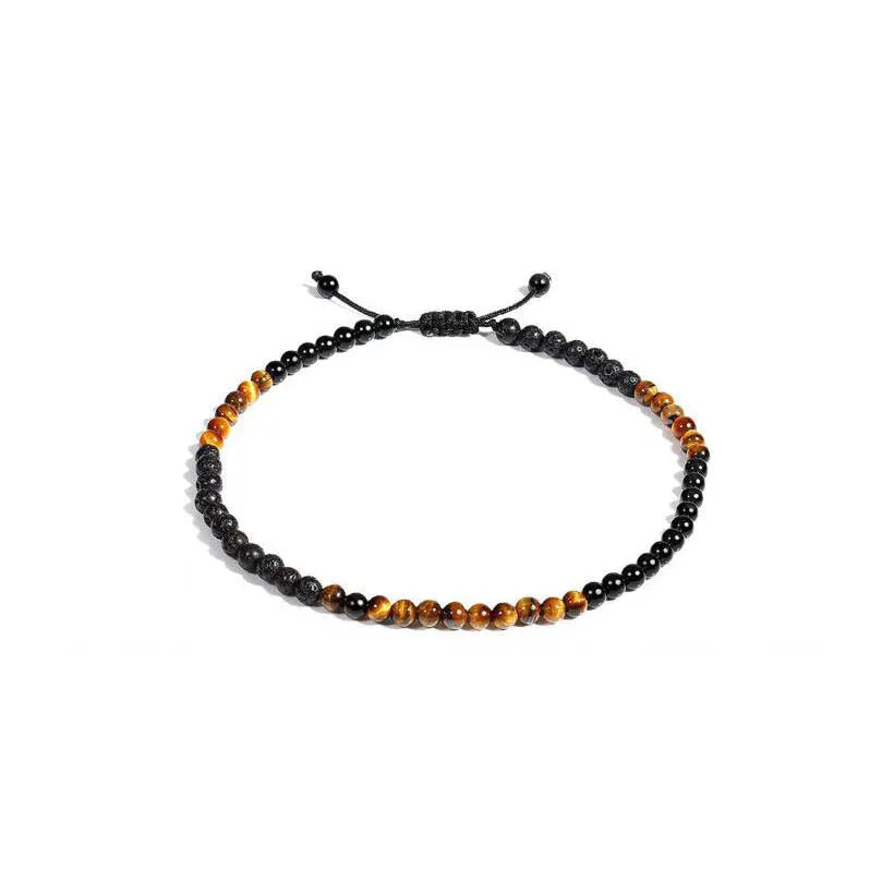 Alloy volcano white turquoise bracelet with natural stone beads in green tiger eye, black agate and blue stone options