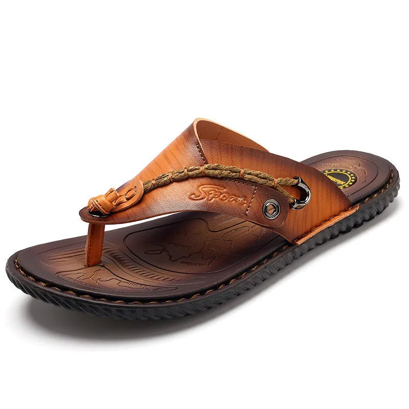 Men's non-slip casual slippers with PU leather upper in four colour options