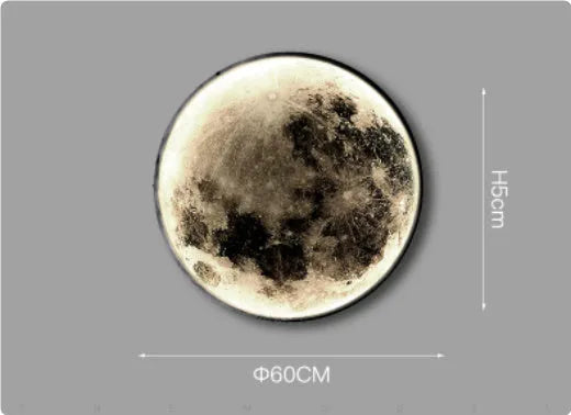 Acrylic moon wall lamp in warm light, 300mm diameter, dimmable