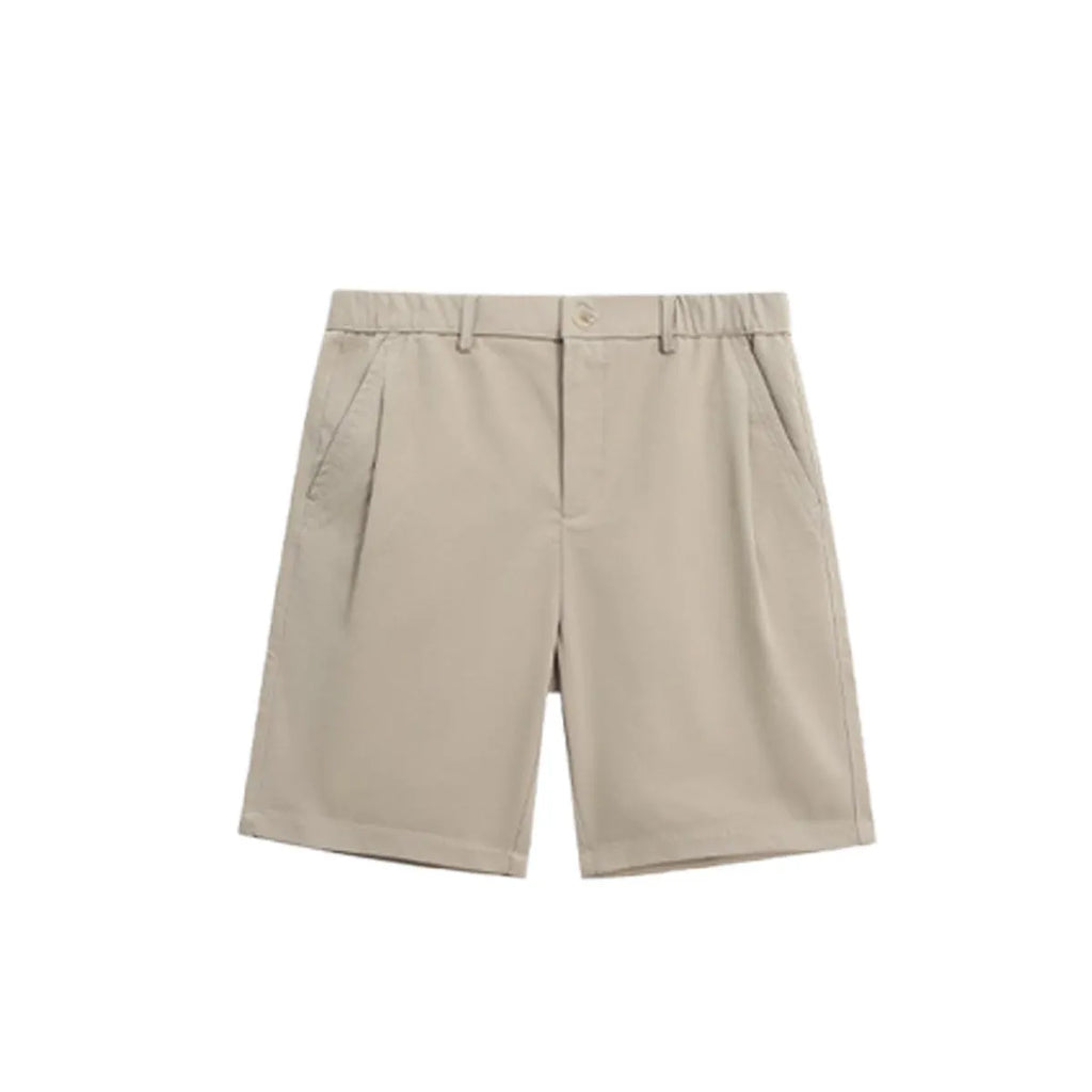 Men's straight cut summer trousers in khaki with micro elastic polyester fabric