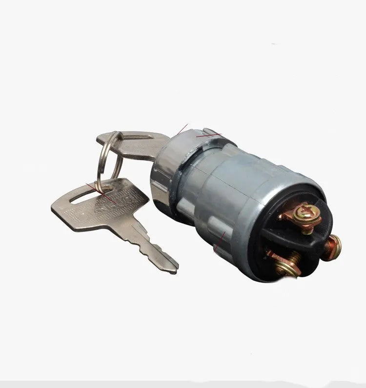 Pure copper car ignition switch with a key for trucks and forklifts.