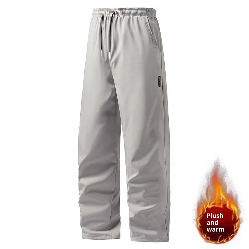 Men's straight casual light business pants in lint-free fabric, black, sizes M to 5XL