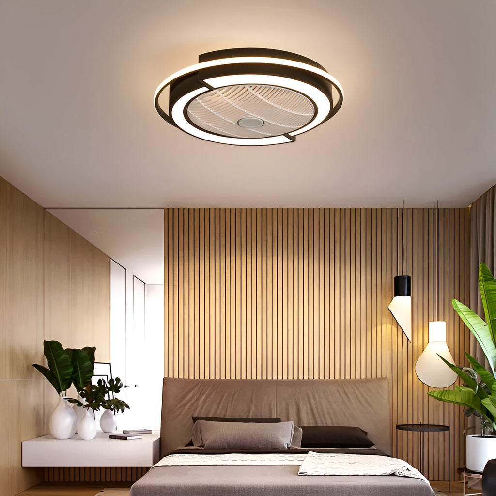 Tieyi LED ceiling fan light 55cm in black white finish with three fan blades and acrylic light cover