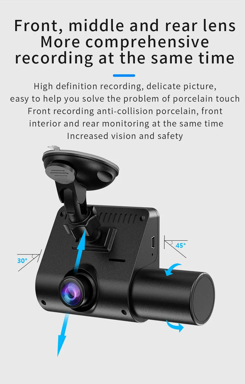 Black car recorder with touch screen for 1080P high-definition video recording