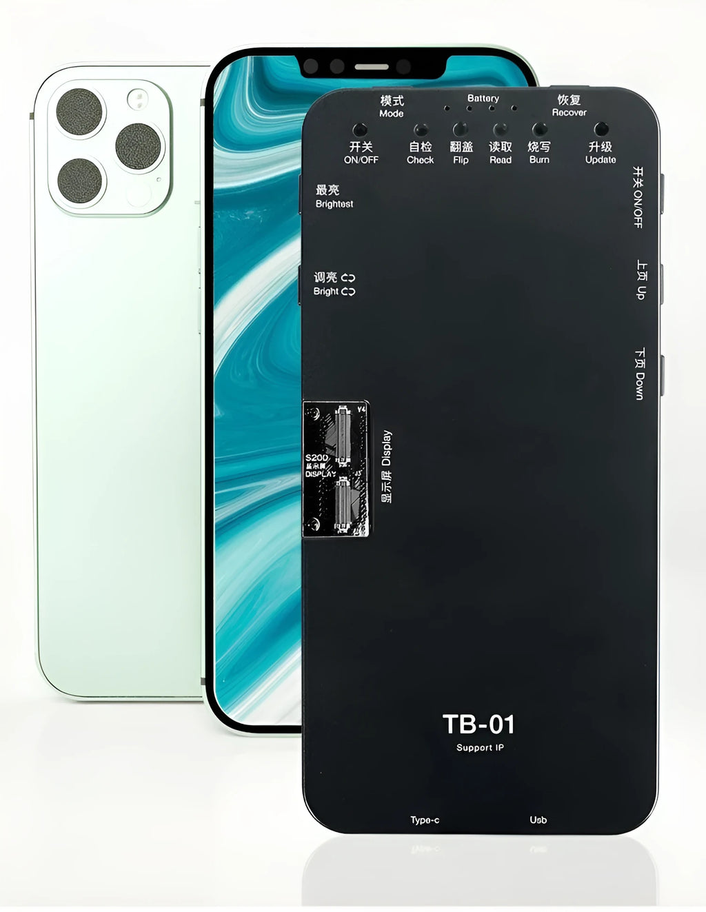 Professional mobile phone screen tester with connectors for iPhone, Samsung, Huawei repair diagnostics