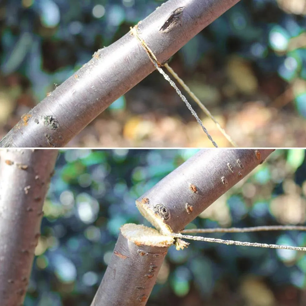 Manual cutting chain saw with wire rope and handle, stainless steel blade, portable hand tool for DIY and garden pruning