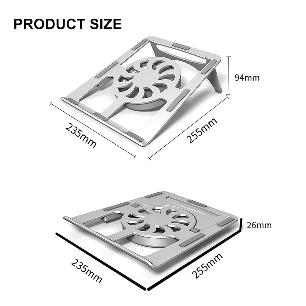 M9 silver aluminum alloy folding laptop cooling stand with foam and box packaging
