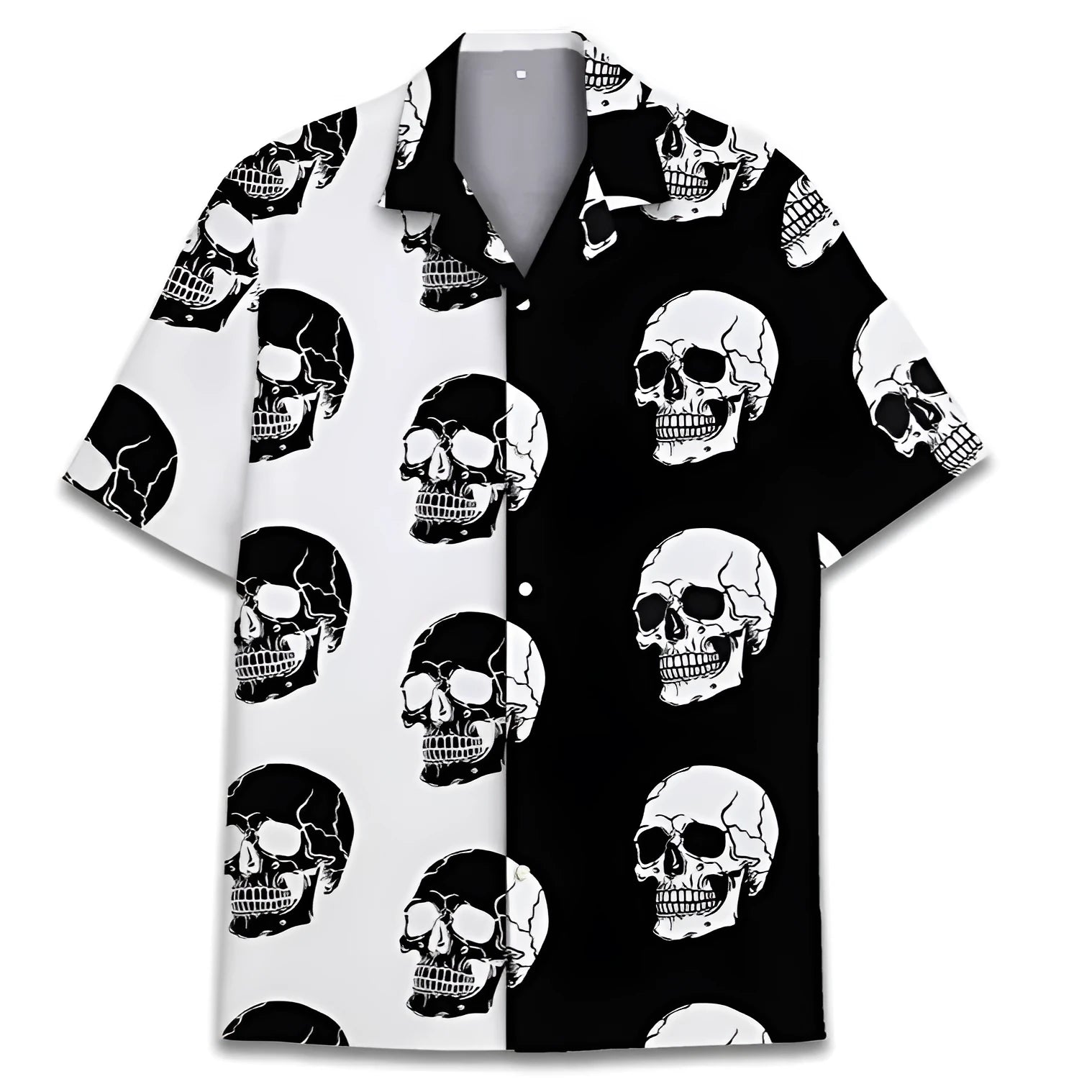 A man's casual summer shirt with a Cuban collar and an all-over Hawaiian-style print.