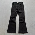 Retro black wax coating washed loose fit men's jeans with mid waist and zip fly