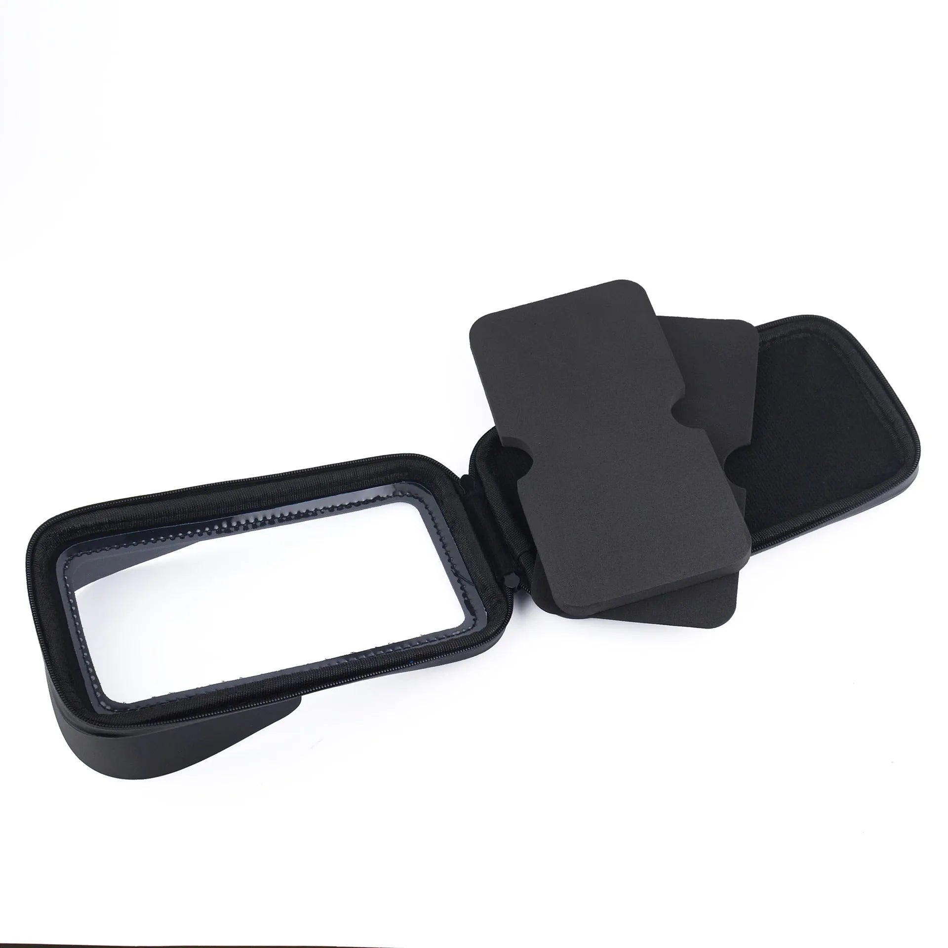 XL waterproof PU leather bicycle phone bag mounted on handlebars, showing sun visor and DFA colour options.