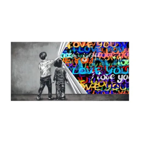 Children's graffiti abstract canvas print frameless wall art in modern style for kids room