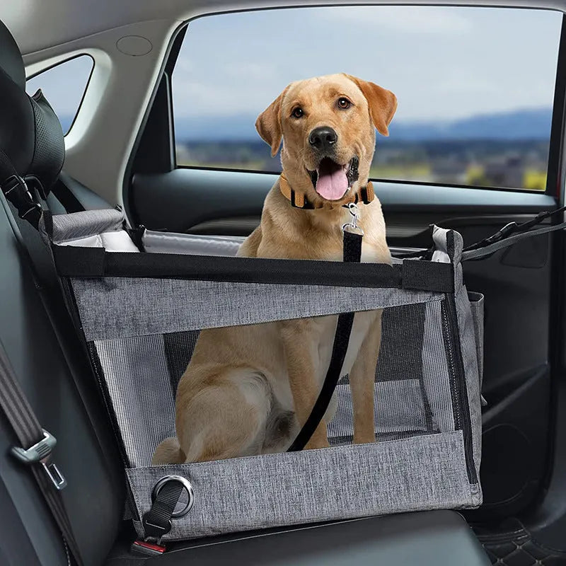 Oxford cloth portable dog crate in black, grey, or brown with dimensions 49x49x38 cm