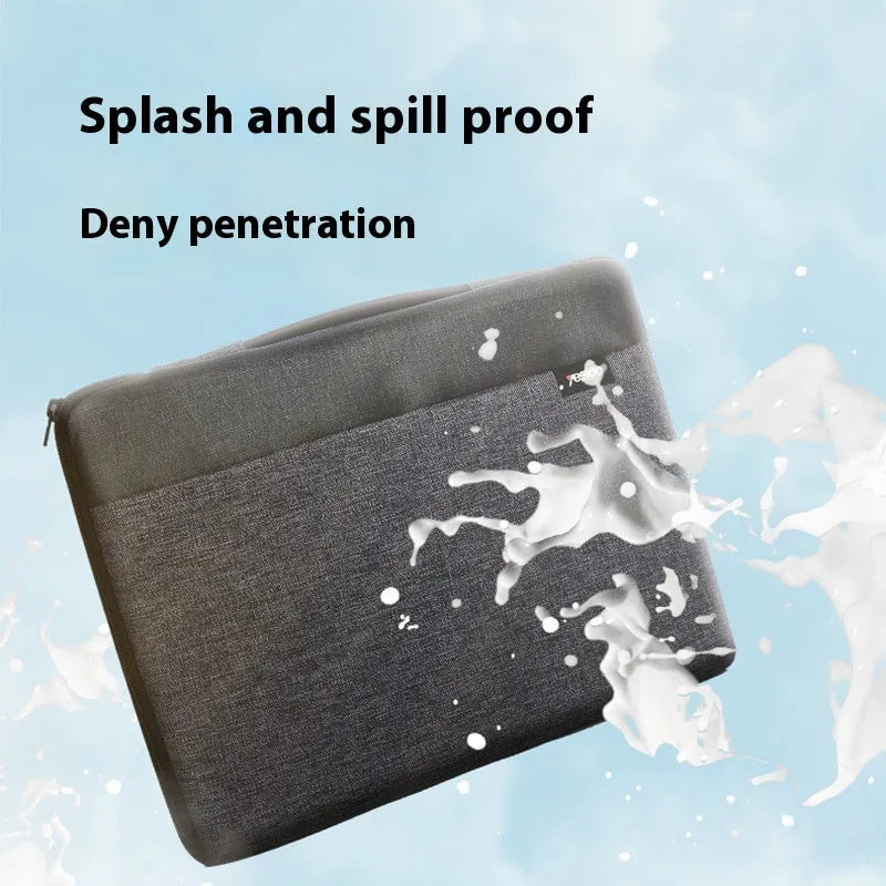Portable laptop sleeve in 14 inch and 16 inch sizes, polyester outer, polyester cotton lining, solid colour unisex notebook bag