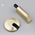 Invisible zinc alloy door stopper in brushed nickel finish for modern bedrooms.