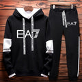 Two-piece fleece casual tracksuit set for women in black and grey colour combination