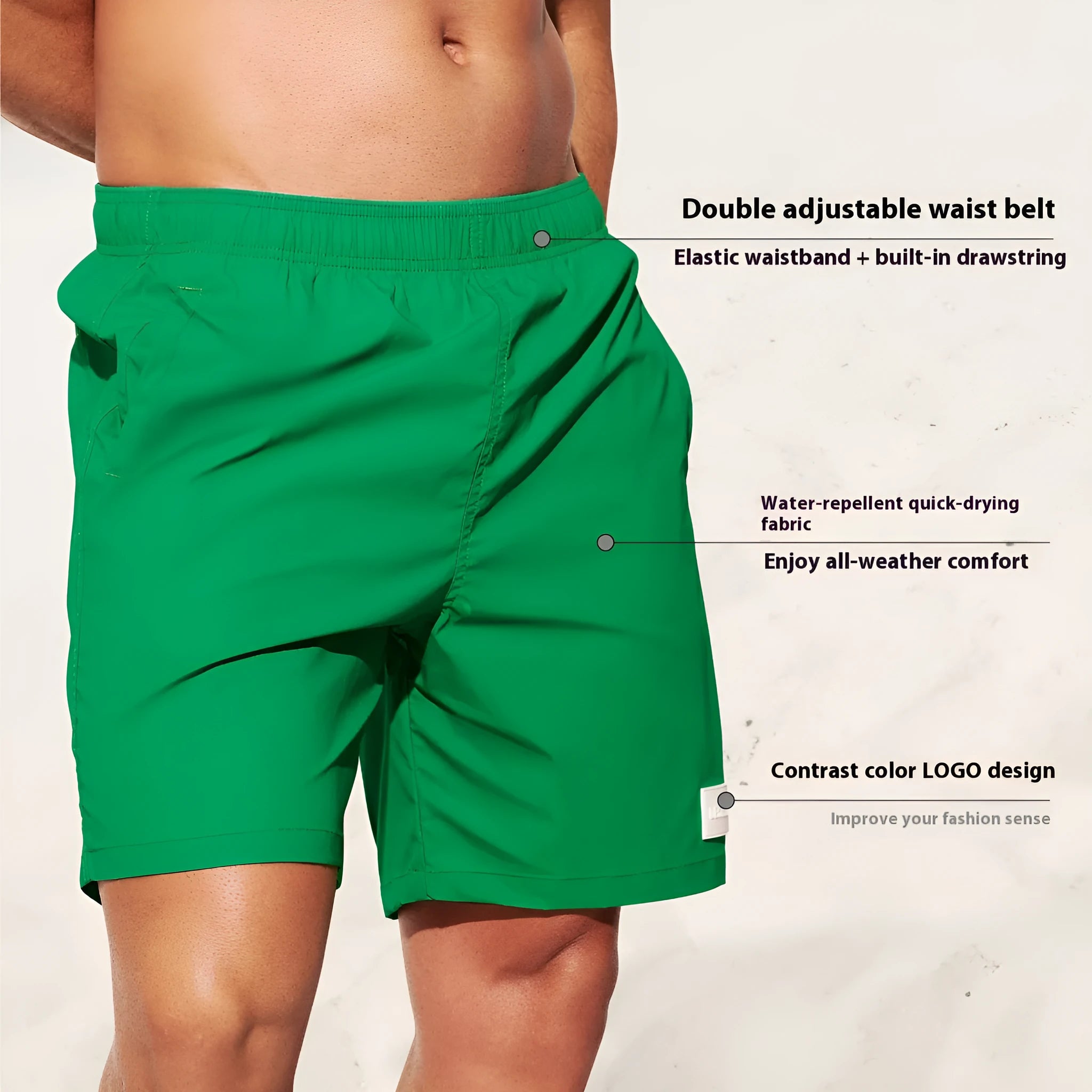 Men's quick-drying nylon sports shorts in blue with straight leg opening and high elasticity