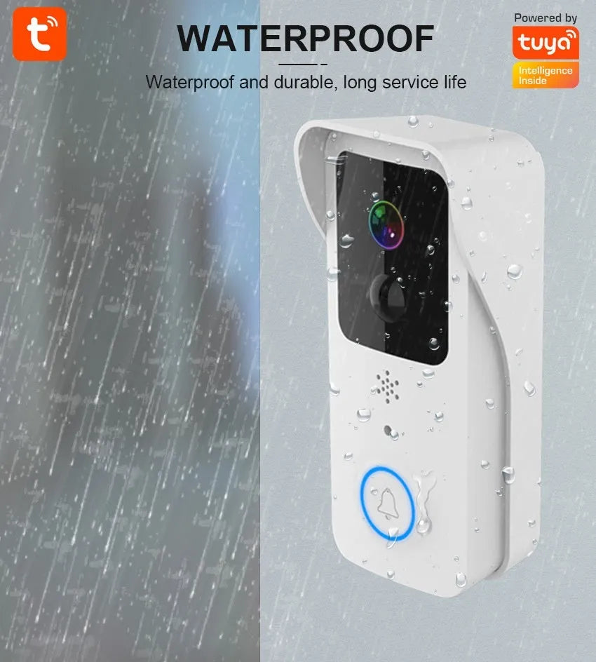 Black or white smart visual doorbell with waterproof intercom and HD camera.