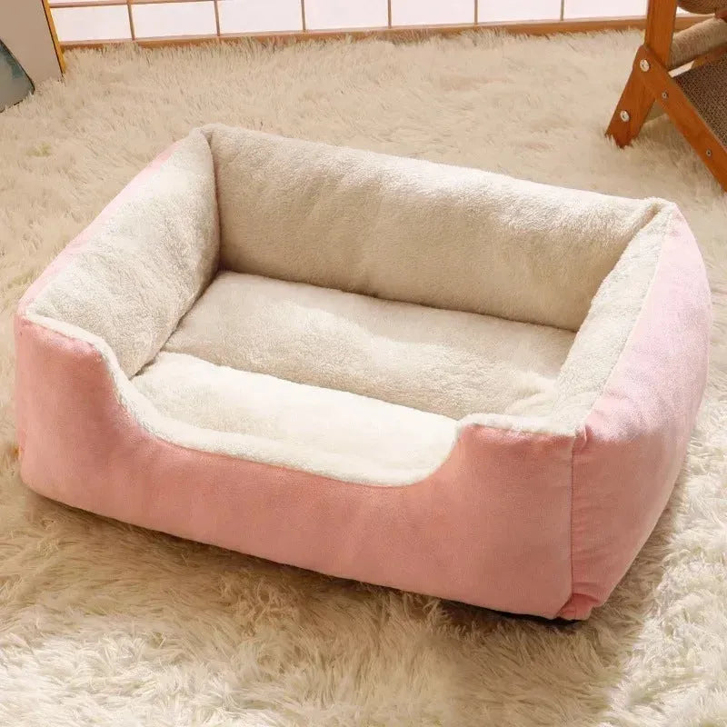 Short plush pet bed cushion for cats and small dogs in grey colour