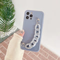 Silicone phone case with marble bracelet design and side lanyard hole for iPhone