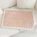 Quilted terry cloth cat blanket in blue, grey, pink or yellow colours