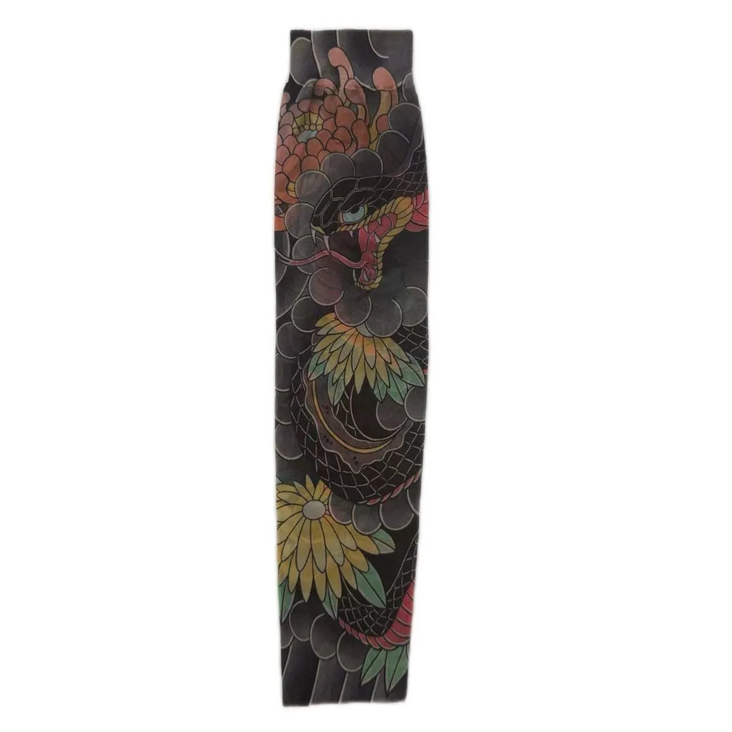Unisex flower arm nylon sun protection ice sleeves in dragon pattern for outdoor use