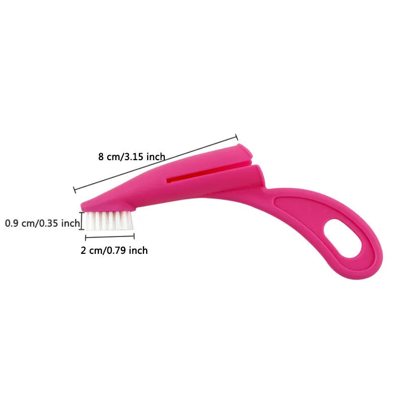 Red and white pet finger toothbrush with soft silicone bristles for cleaning dog and cat teeth