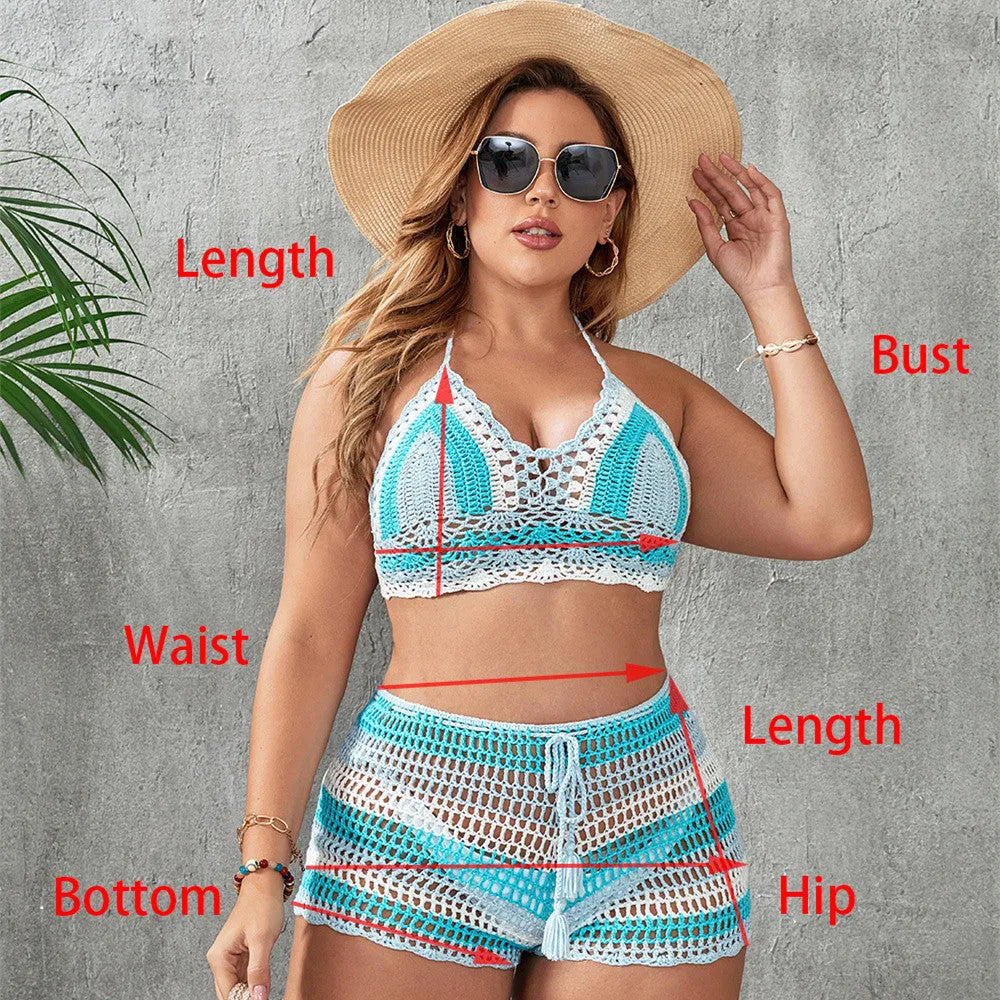 Women's hollow out strap split swimsuit in blue or light blue colours with briefs style