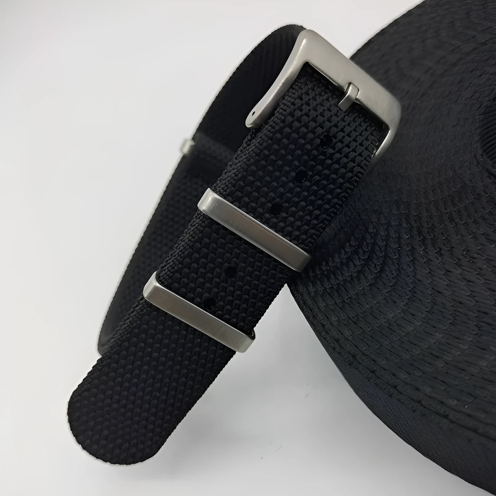Nylon integrated replacement watch strap in Army Green colour showing the 20mm width.