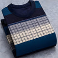 Men's thin thermal pullover sweater in cream, round neck, sizes L to 4XL