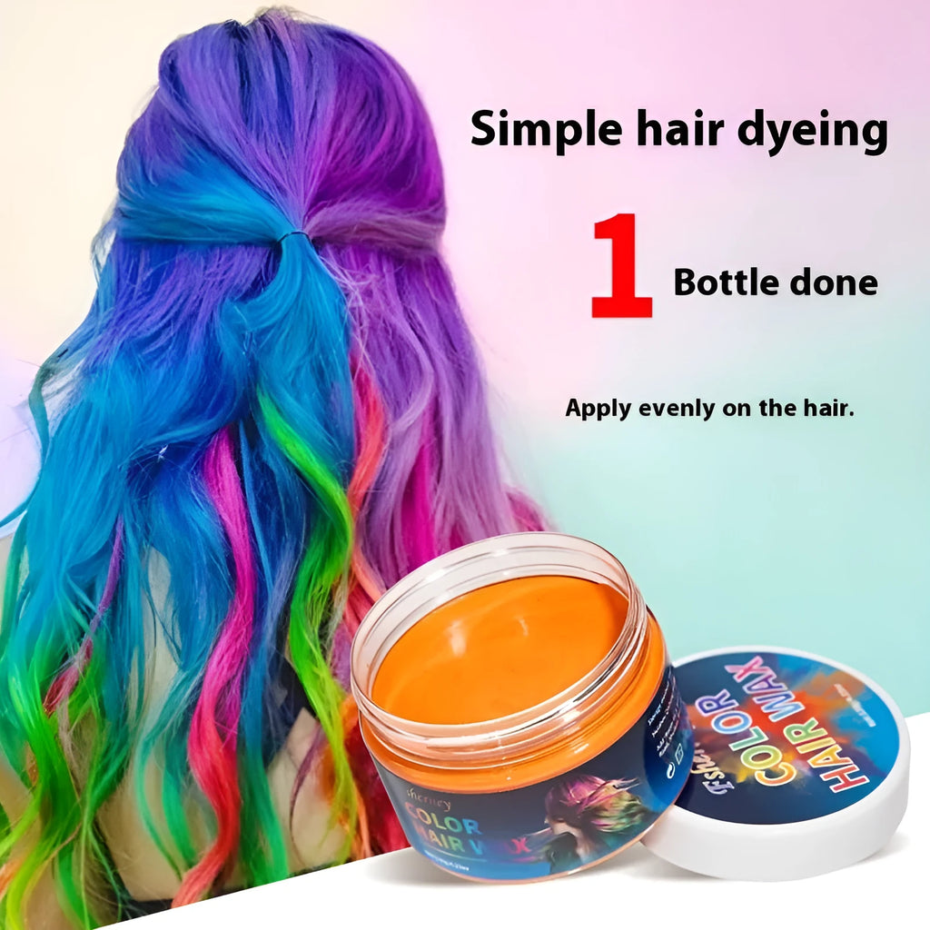 A 120g tub of hair styling clay for strong hold and colour, shown in one of nine available shades.