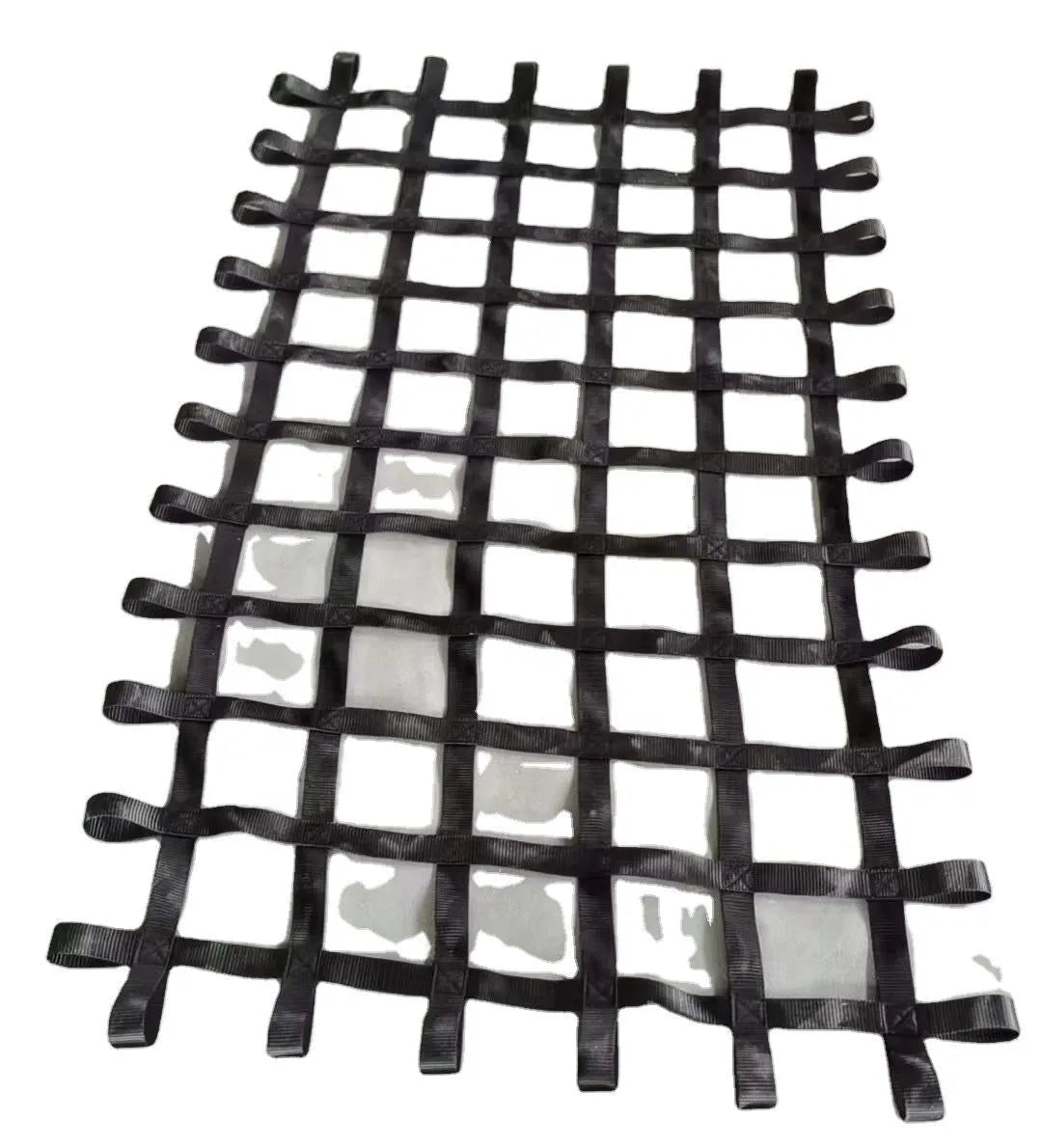 Black high density polyester children's rock climbing net with 1.5 inch ribbon webbing and 5x5 inch mesh