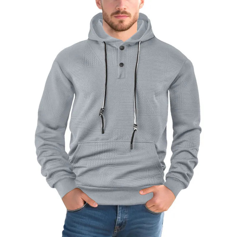 Men's hooded pullover sweater long sleeve loose fit polyester in six colours sizes S to XXXL