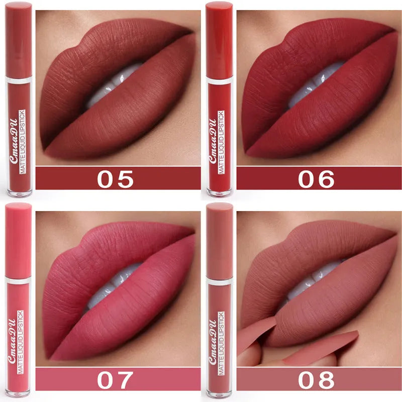 10-pack women's waterproof matte lipstick set with compact packaging and photo-ready colours