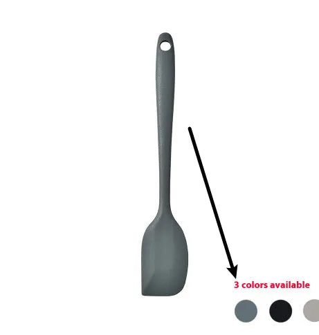 12-piece black silicone kitchen utensil set including spatula, spoon, and claw tools in a rotating storage bucket on a kitchen counter.
