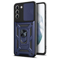 Sergeant Push Window Bracket Ring Phone Case for Samsung in Black, TPU+PC back cover with geometric design