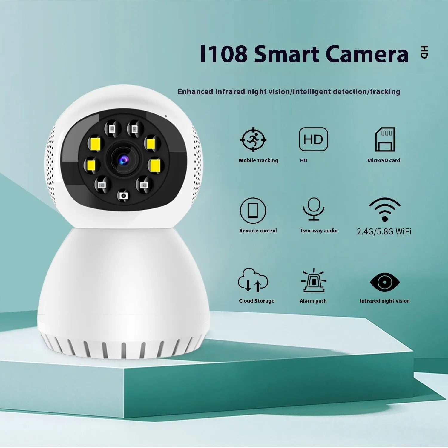 Dual-frequency wireless 1080p HD home security camera with 12mm lens