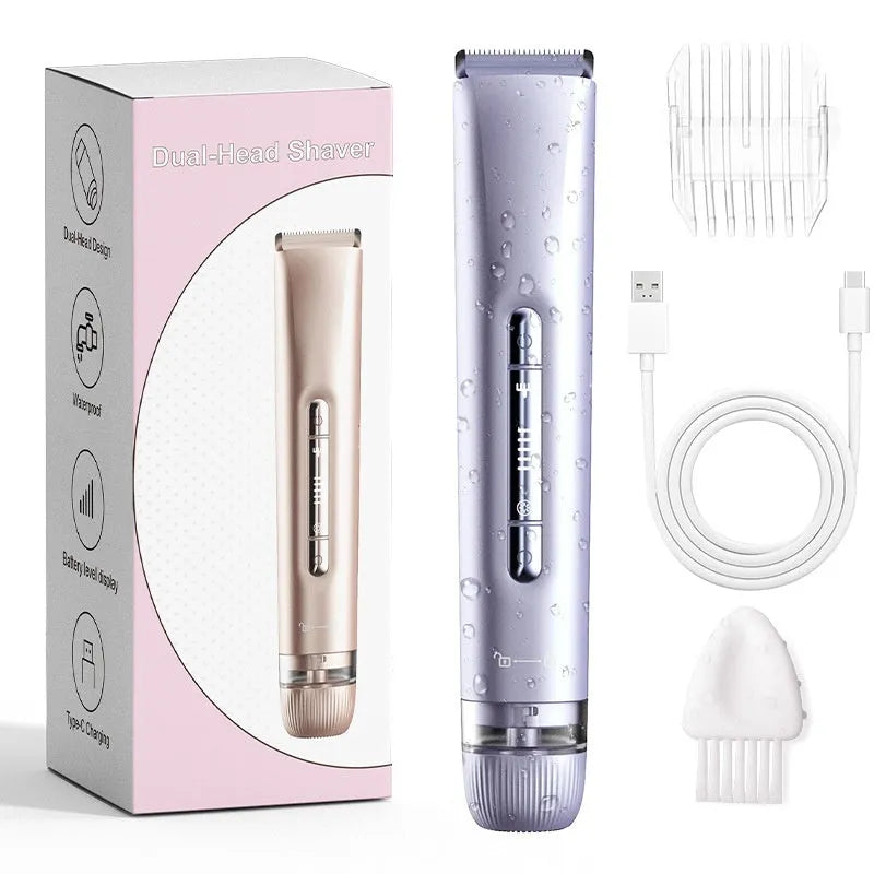 Women's double-headed electric lady shaver hair removal device in TMQ4 Blue English Packaging