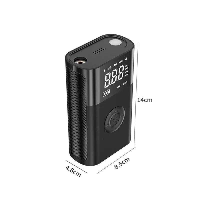 T2191-2 wireless digital handheld air pump with LCD display and multiple valve adapters