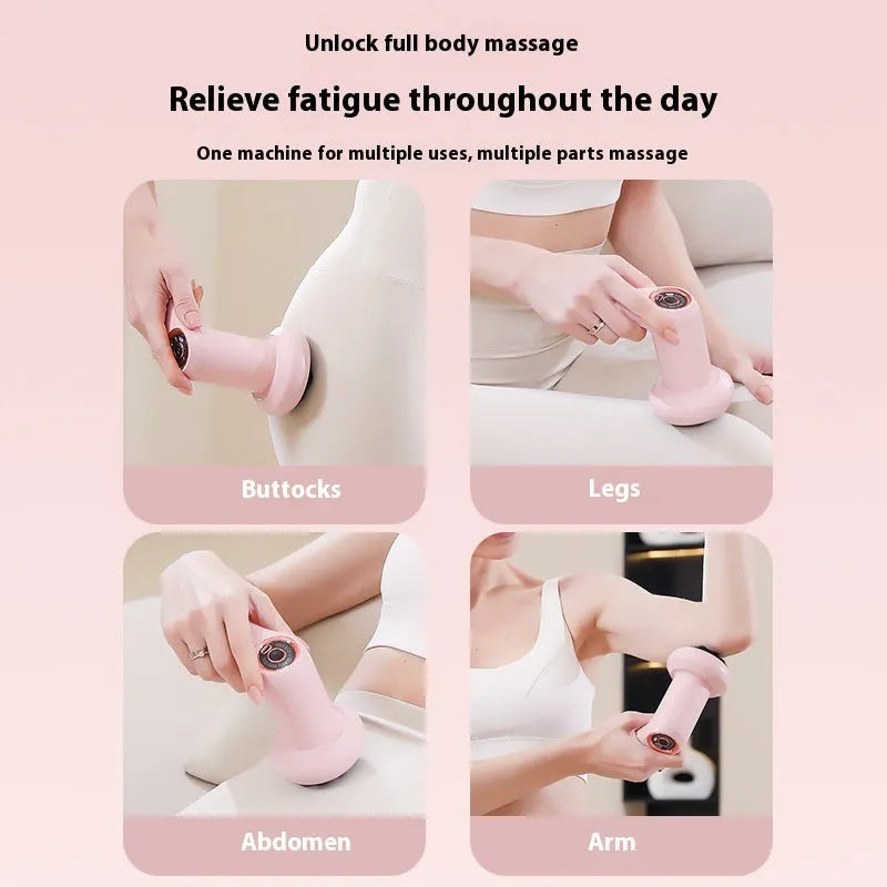 Pink, white, and black USB electric massager for cervical spine, waist, back, and leg use.